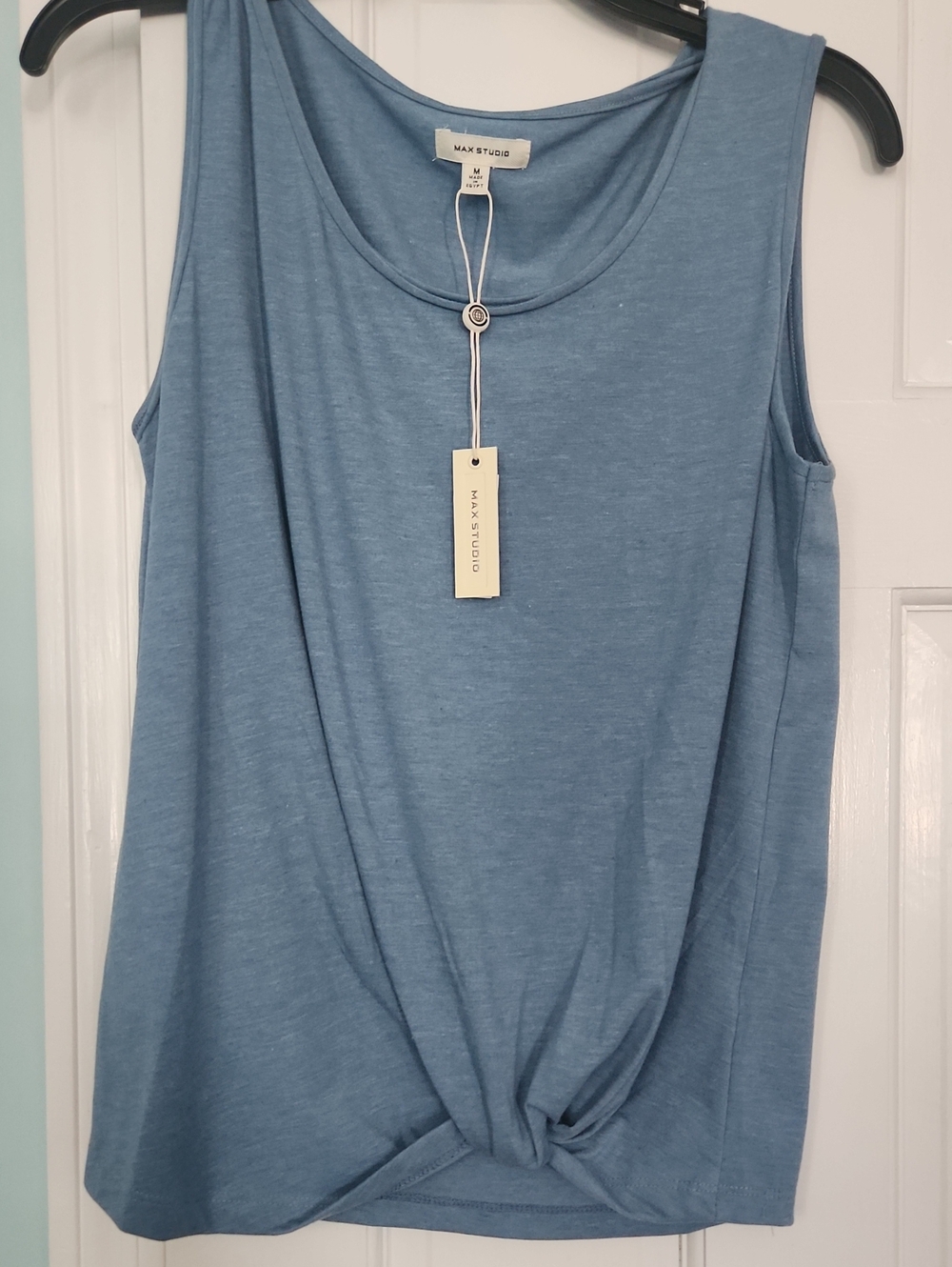 NWT Max Studio Dusty Blue Twist-Front Sleeveless Tank